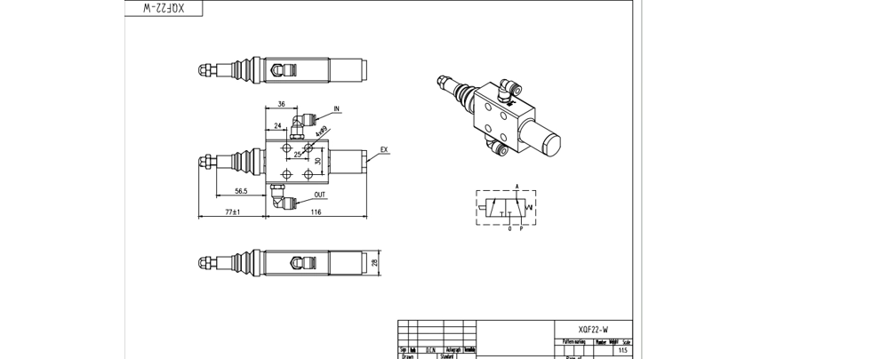 XQF-22W 공압 1 스풀 일체형 방향 밸브 drawing image