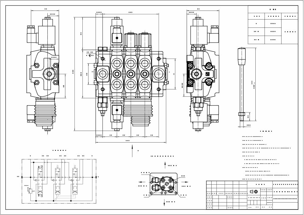 SD8 솔레노이드 및 조이스틱 3 스풀 구역 방향 밸브 drawing image