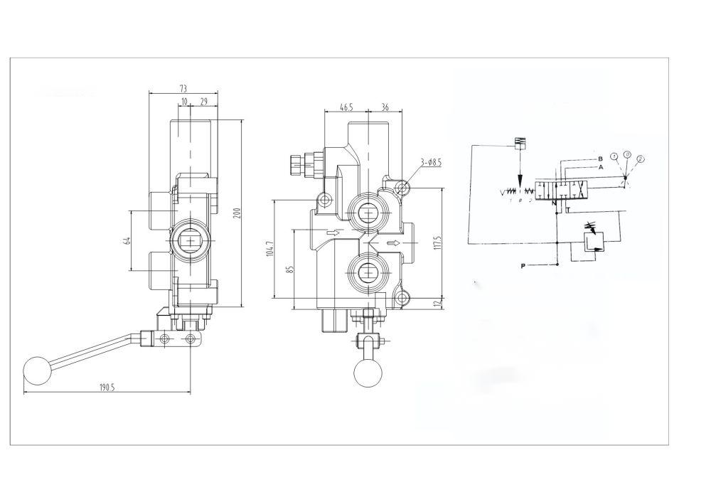 P81 수동 1 스풀 통나무 분리기 밸브 drawing image