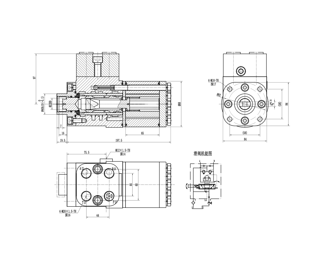 BZZ5-E500C 500 ml/r 38 L/min 스티어링 유닛 drawing image