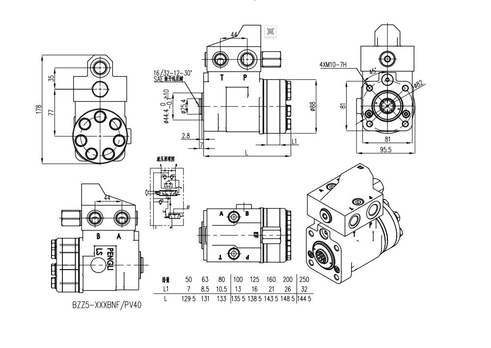 101S-5T-50-PV40 50 ml/r 5 L/min 스티어링 유닛 drawing image
