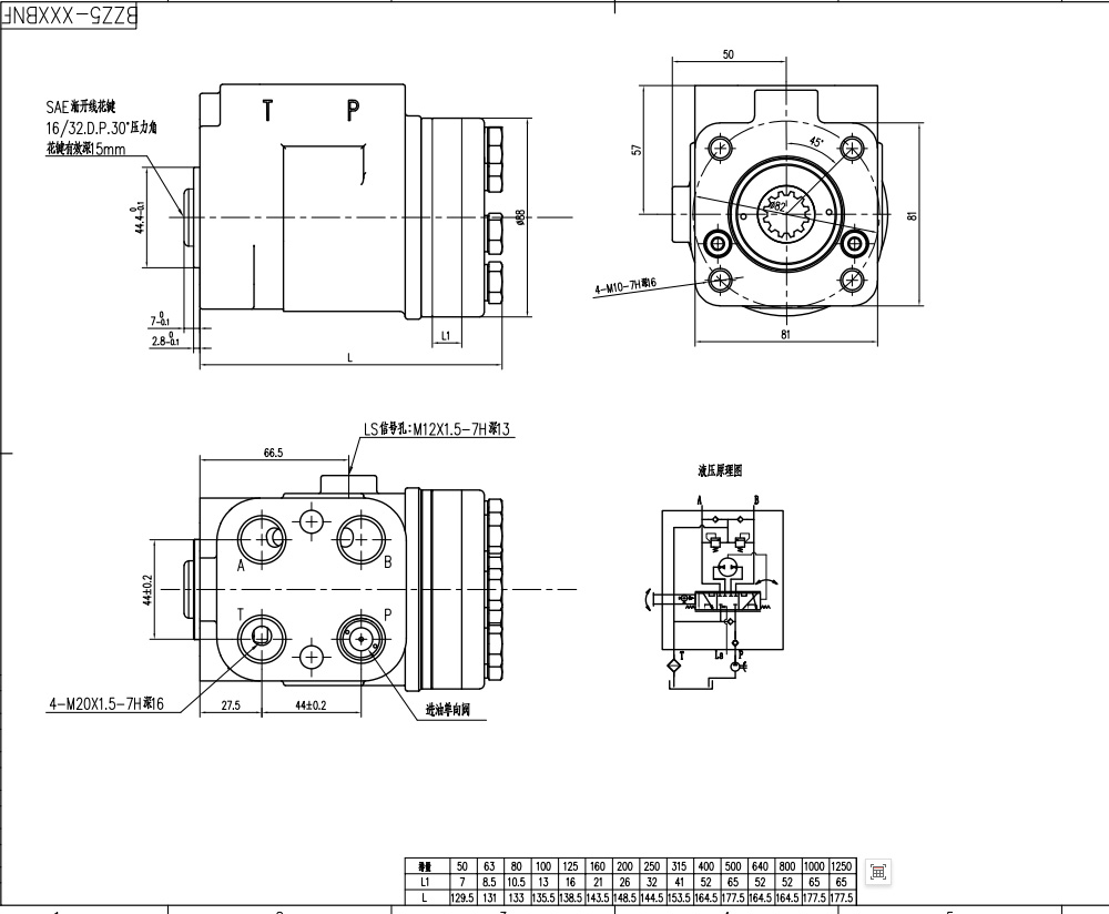 TLF-E800 800 ml/r 60 L/min 스티어링 유닛 drawing image