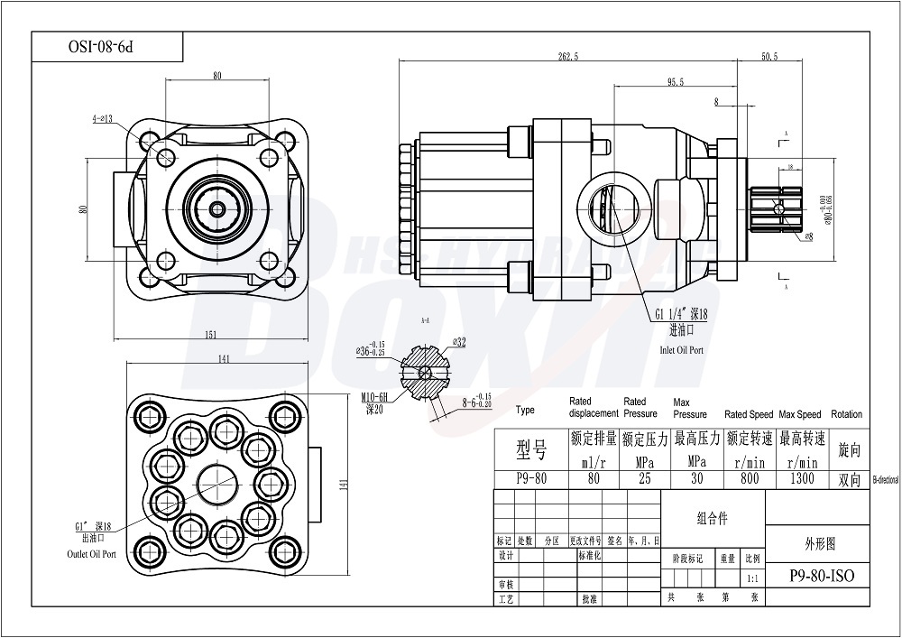 P9-80-H 20 MPa (2900 psi) Hydraulic Piston Pump - Industrial Fluid Power drawing image