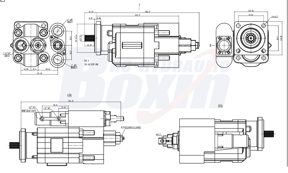 C102 Hydraulic Gear Pump: 112 cc/rev High-Performance Pump drawing image