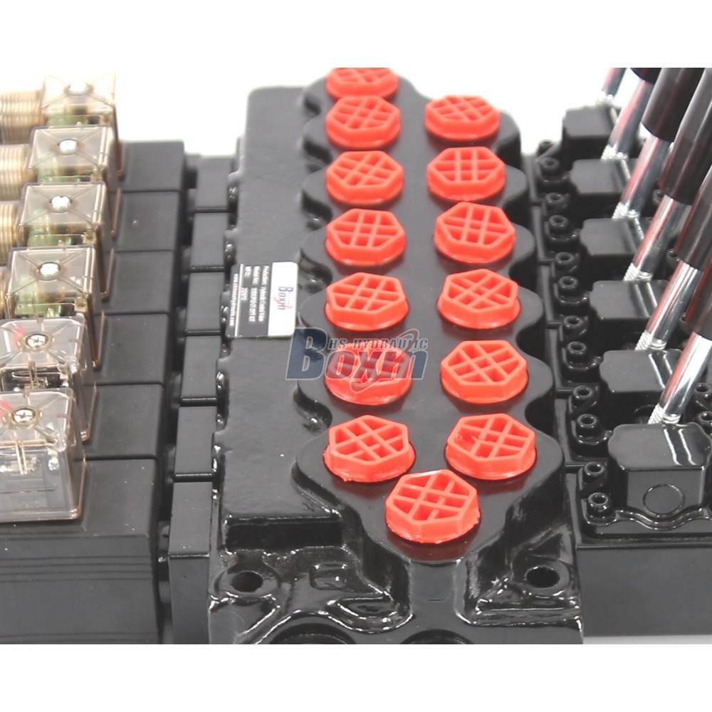 SD5-PG2 Solenoid Controlled 6 Spool Hydraulic Monoblock Valve detail image
