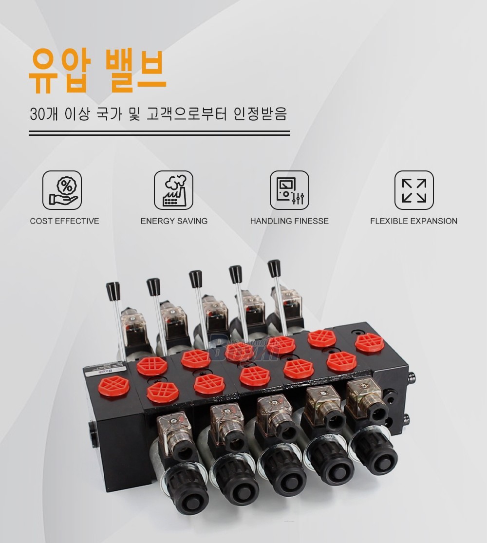 DCV58 솔레노이드 및 수동 5 스풀 구역 방향 밸브