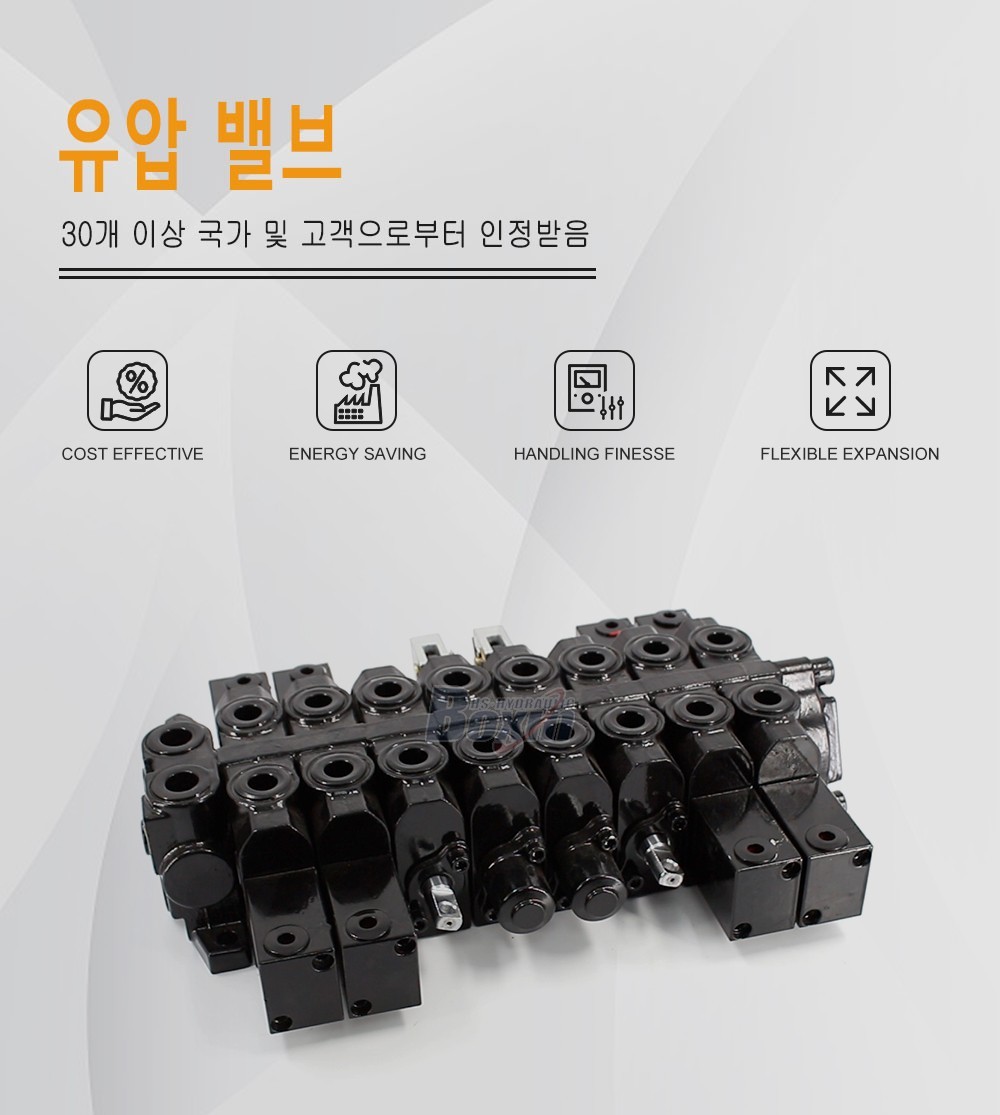HSW50 유압 및 수동 8 스풀 모노블럭 방향 제어 밸브