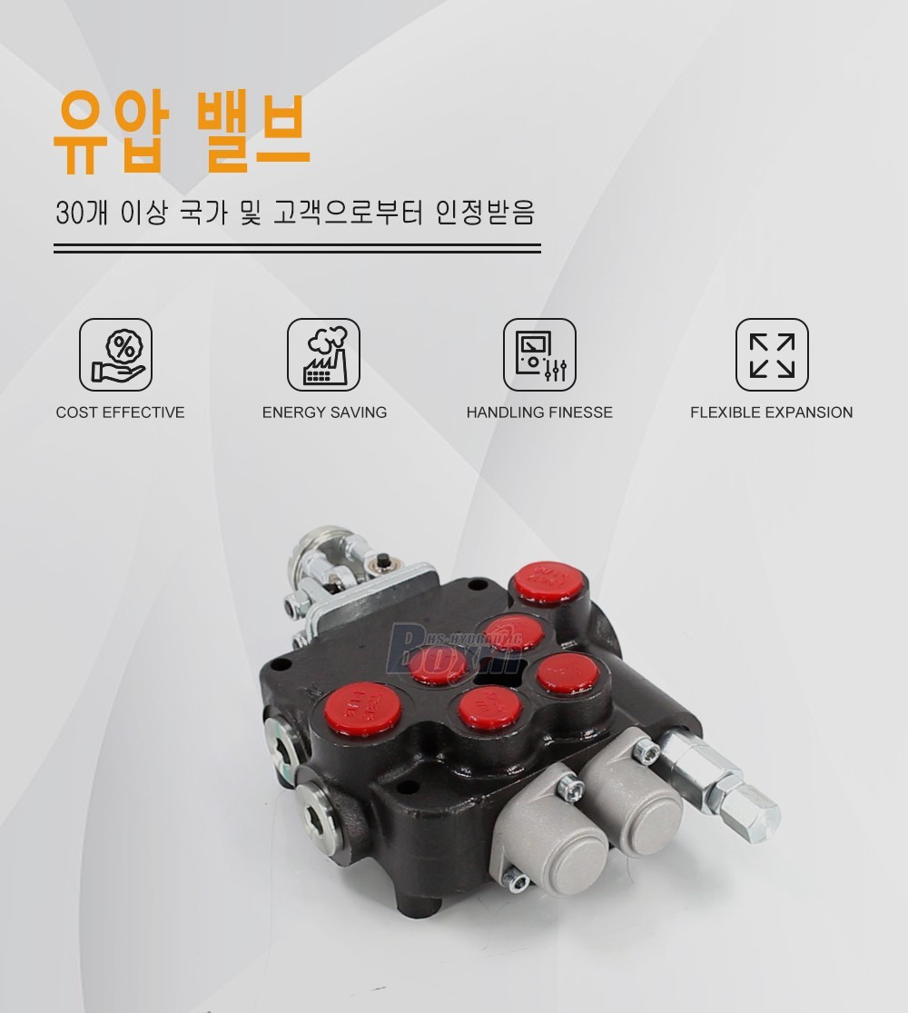 P80-U1-J2OT 조이스틱 2 스풀 모노블럭 방향 제어 밸브