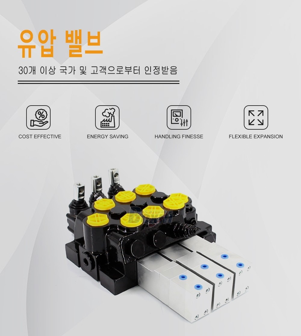 WZF-125 공압 및 수동 3 스풀 모노블럭 방향 제어 밸브