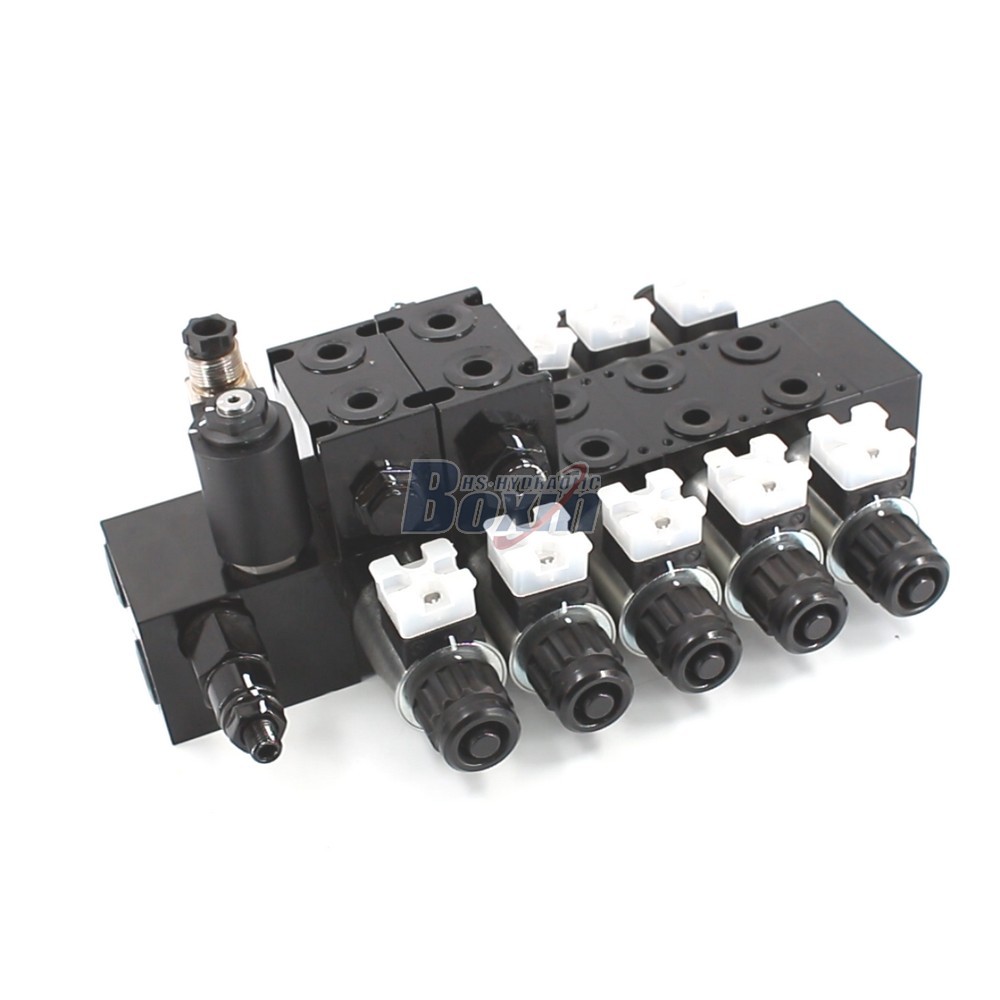 DCV56-H Series Hydraulic 5 Spool Solenoid Sectional Valve Assembly main image